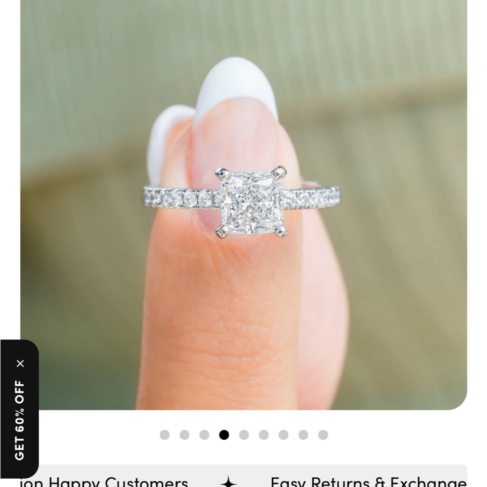 Stunning Silver Princess Cut Ring